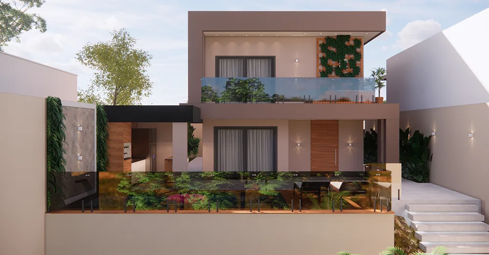 Fachada moderna da casa de luxo da Alcan Empreendimentos
